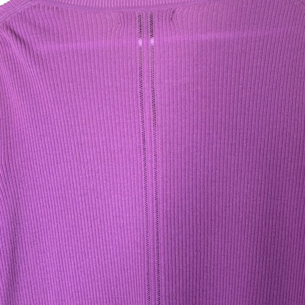 Banana Republic Purple Merino Wool Cardigan L • Ribbed Knit Button Front Sweater - Picture 7 of 7
